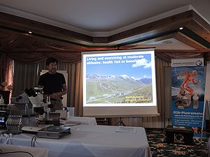 MitoFit Science Camp in July 2016 in Kuehtai, Tyrol, Austria: Martin Burtscher trying to answer the question whether living and exercising at moderate altitude is a health risk or even benefit